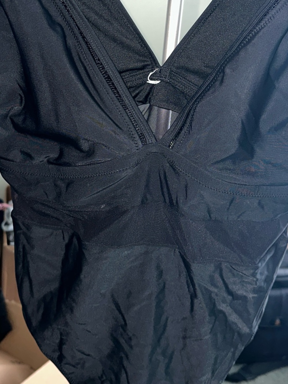 Black Ruffle Strap One-Piece Swimsuit - Picture 10 of 10